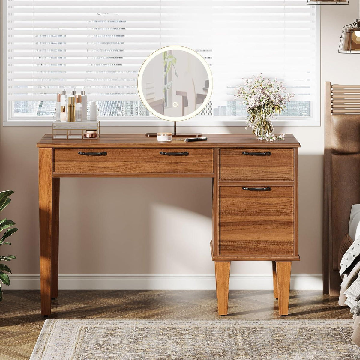 Schreibtisch mit 3 Schubladen – Braun, 120x60cm, Bauernhausstil