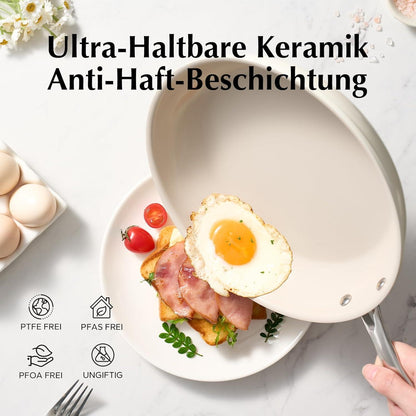 Keramik Pfannenset Induktion – 3-teilig, Antihaft & Backofenfest