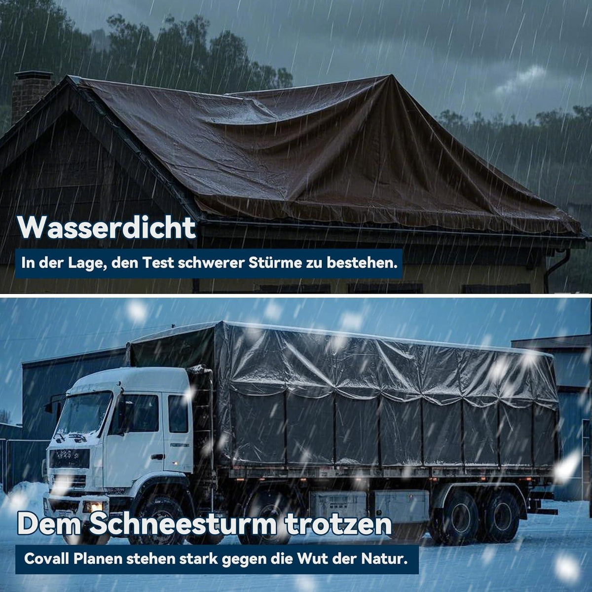 XXL Plane 5x6m | 260g/m² | Wasserdicht & UV-beständig | Grau/Braun