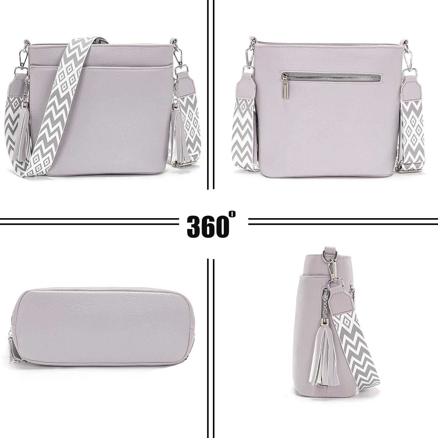 Paigtes Umhängetasche Damen Mittelgroß Leder PU Tasche Schwarz