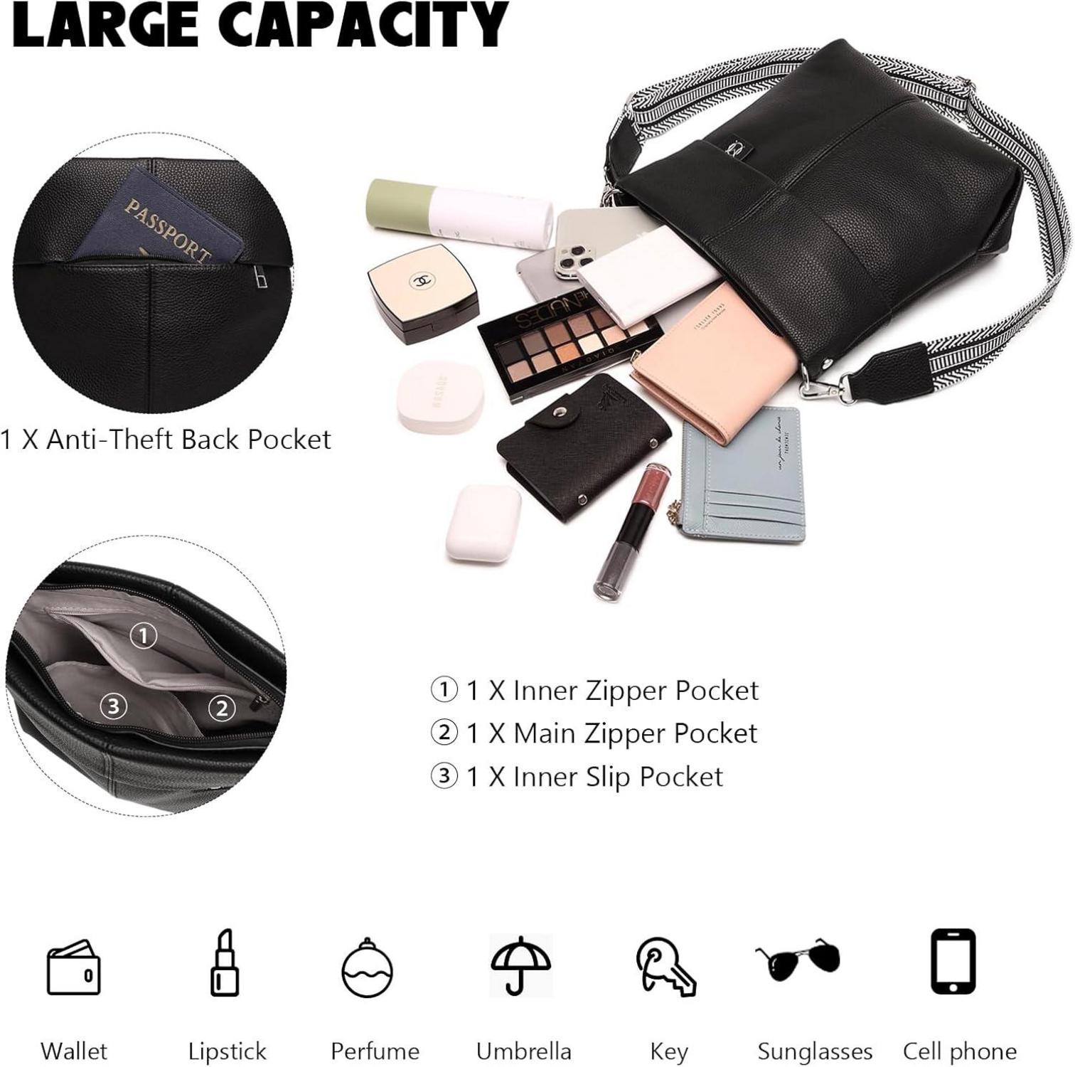 Umhängetasche Damen Mittelgroß Handtasche Crossbody Bag PU Leder 2