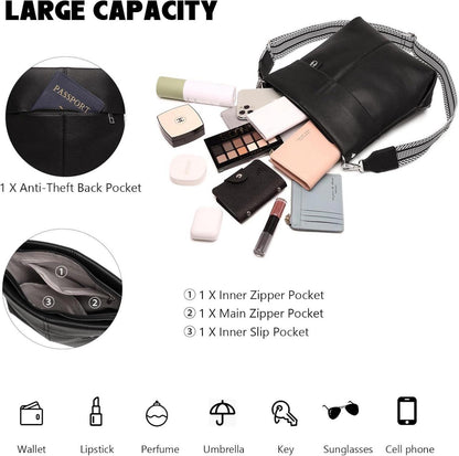 Umhängetasche Damen Mittelgroß Handtasche Crossbody Bag PU Leder 2