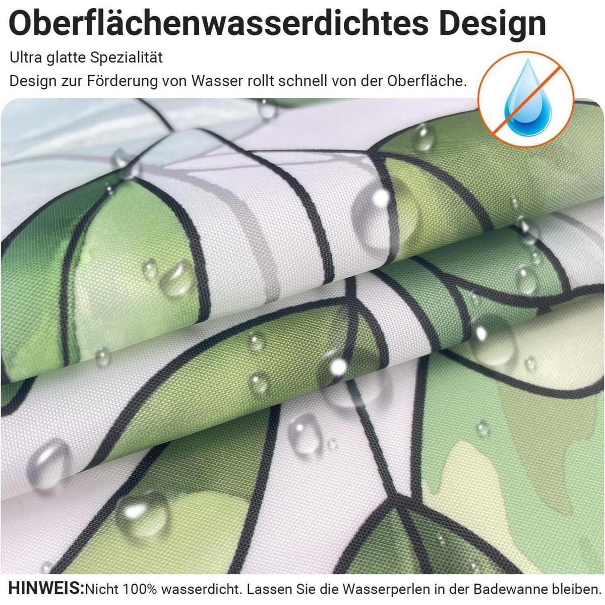 Duschvorhang Grün Blätter 100x200cm Textil Wasserabweisend Waschbar