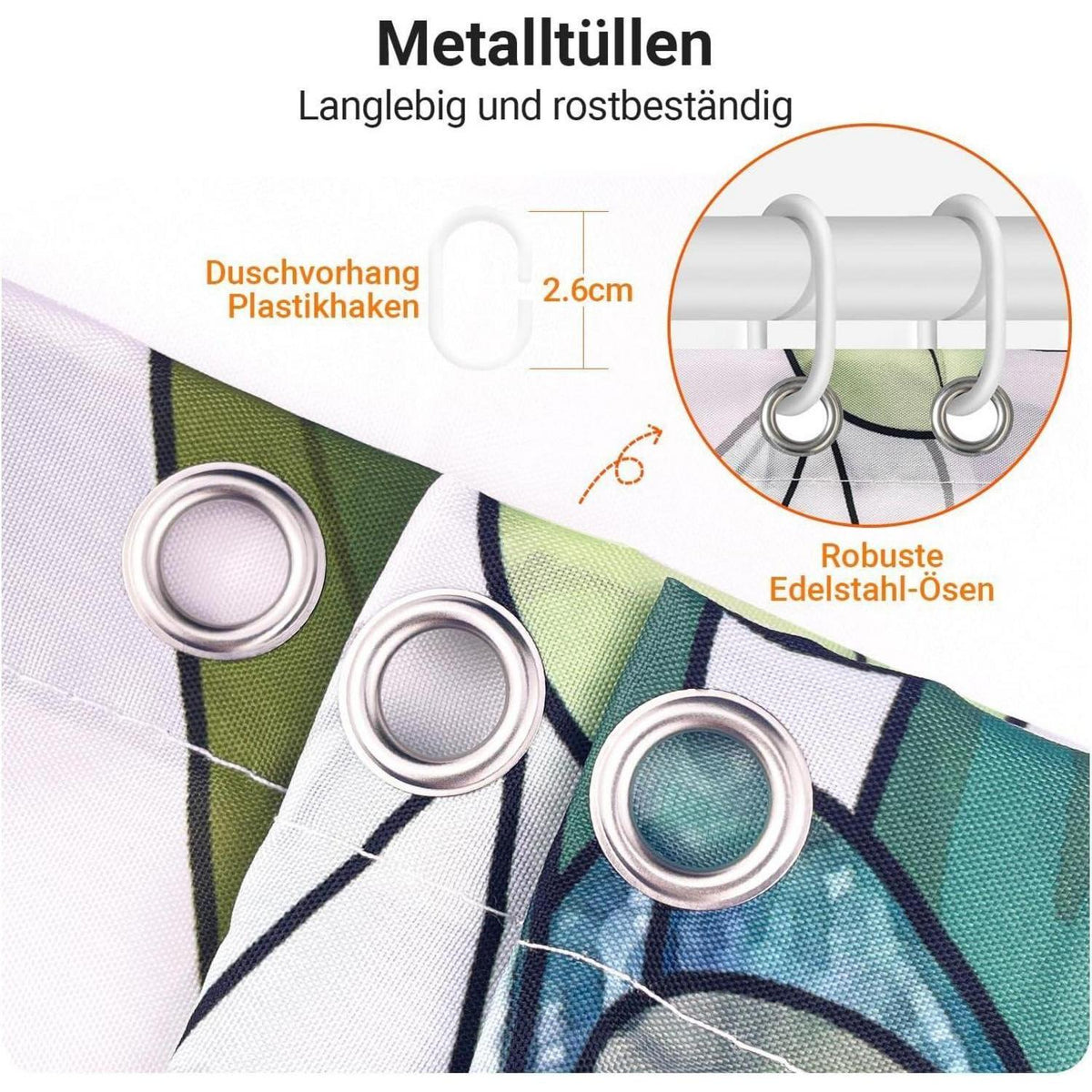 Duschvorhang Grün Blätter 100x200cm Textil Wasserabweisend Waschbar
