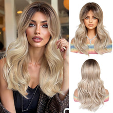 Lange Ombre Asche Blonde Synthetische Perücke mit Pony für Frauen
