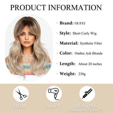 Lange Ombre Asche Blonde Perücke mit Pony Natürliche