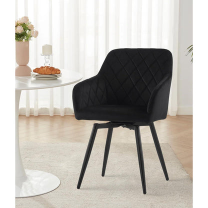 Drehbare Esszimmerstühle Set 2 | Samt, Metallbeine, Modern
