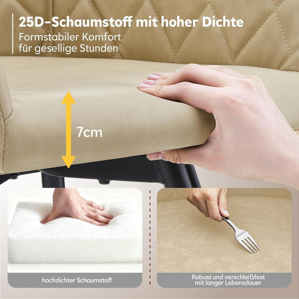 Drehbare Esszimmerstühle 2er-Set Beige in Lederoptik