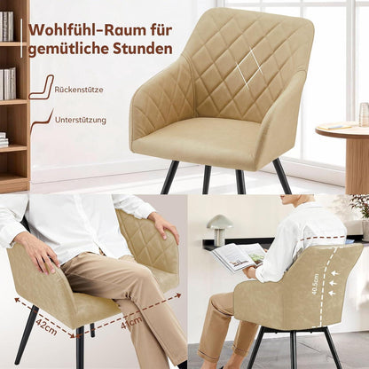 Drehbare Esszimmerstühle 2er-Set Beige in Lederoptik