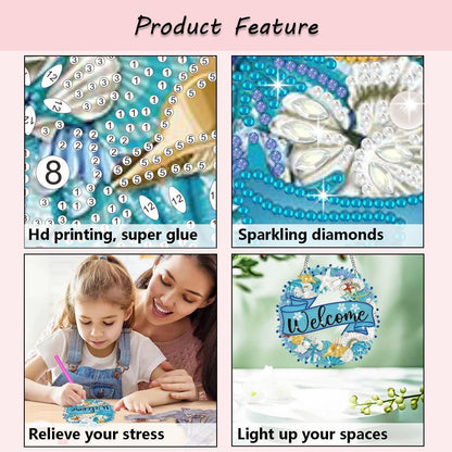 5D Diamant-Kunstset "Willkommen" – DIY Ornamente mit Kette