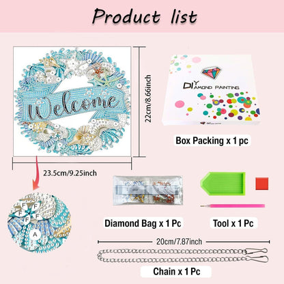 5D Diamant-Kunstset "Willkommen" – DIY Ornamente mit Kette