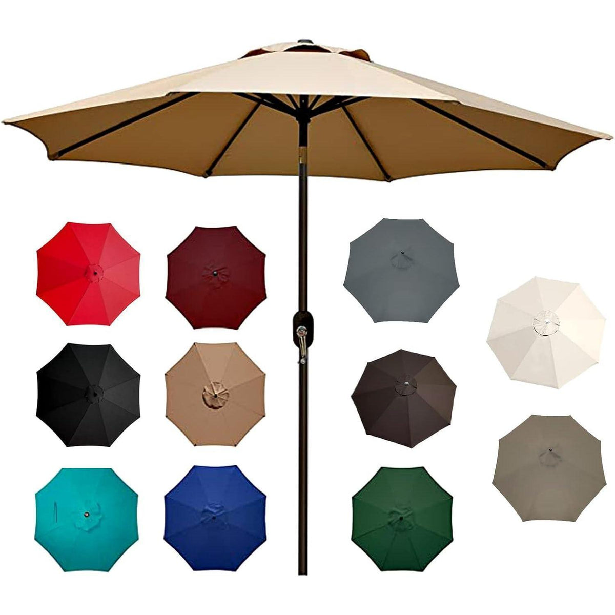 Sonnenschirm Ersatzbezug 3m-350cm UV80+ Anthrazit/Beige/Dunkelgrün