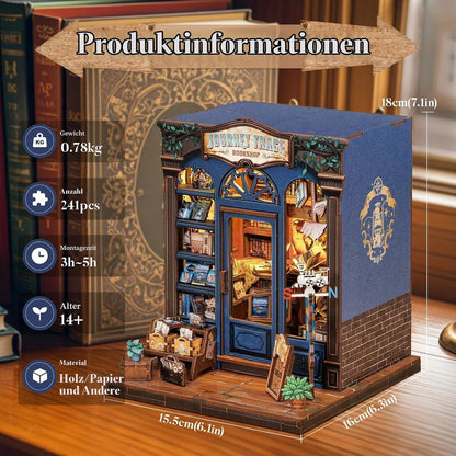 Holz Book Nook Bausatz – Miniatur Buchhandlung Deko