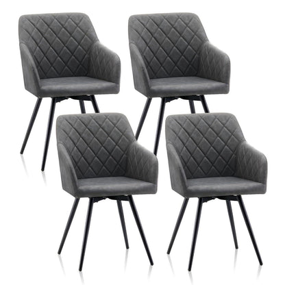 Drehbare Esszimmerstühle Set 4x, Grau in Lederoptik