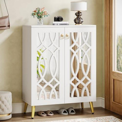 Verspiegelter Schuhschrank 5-Tier Weiß – Schuhregal für Eingang & Schlafzimmer