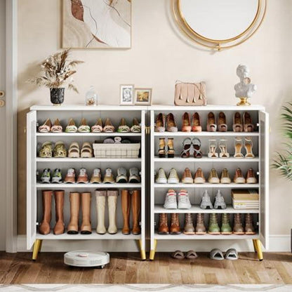 Verspiegelter Schuhschrank 5-Tier Weiß – Schuhregal für Eingang & Schlafzimmer