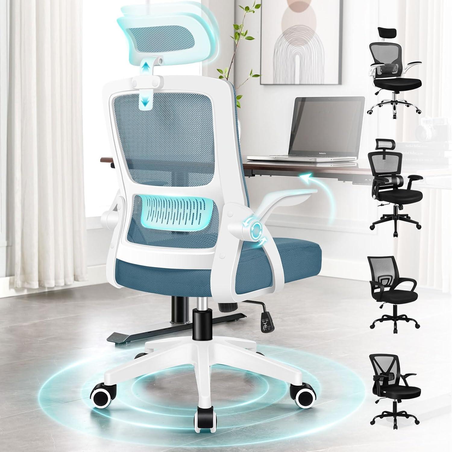 Ergonomischer Netz-Bürostuhl mit Lordosenstütze und