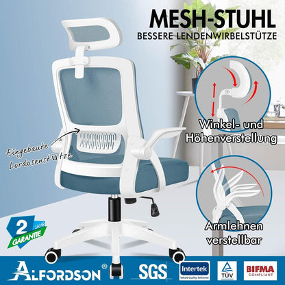 Ergonomischer Netz-Bürostuhl mit Lordosenstütze und