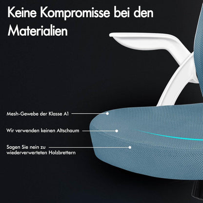 Ergonomischer Bürostuhl Lordosenstütze Kopfstütze Armlehne Himmelblau