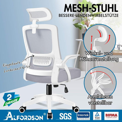 Ergonomischer Bürostuhl mit Lendenstütze und Kopfstütze