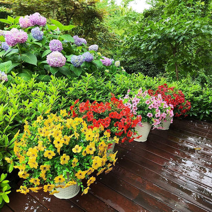 Künstliche Blumen Außen Balkon Garten Wetterfest UV Beständig 8er Set