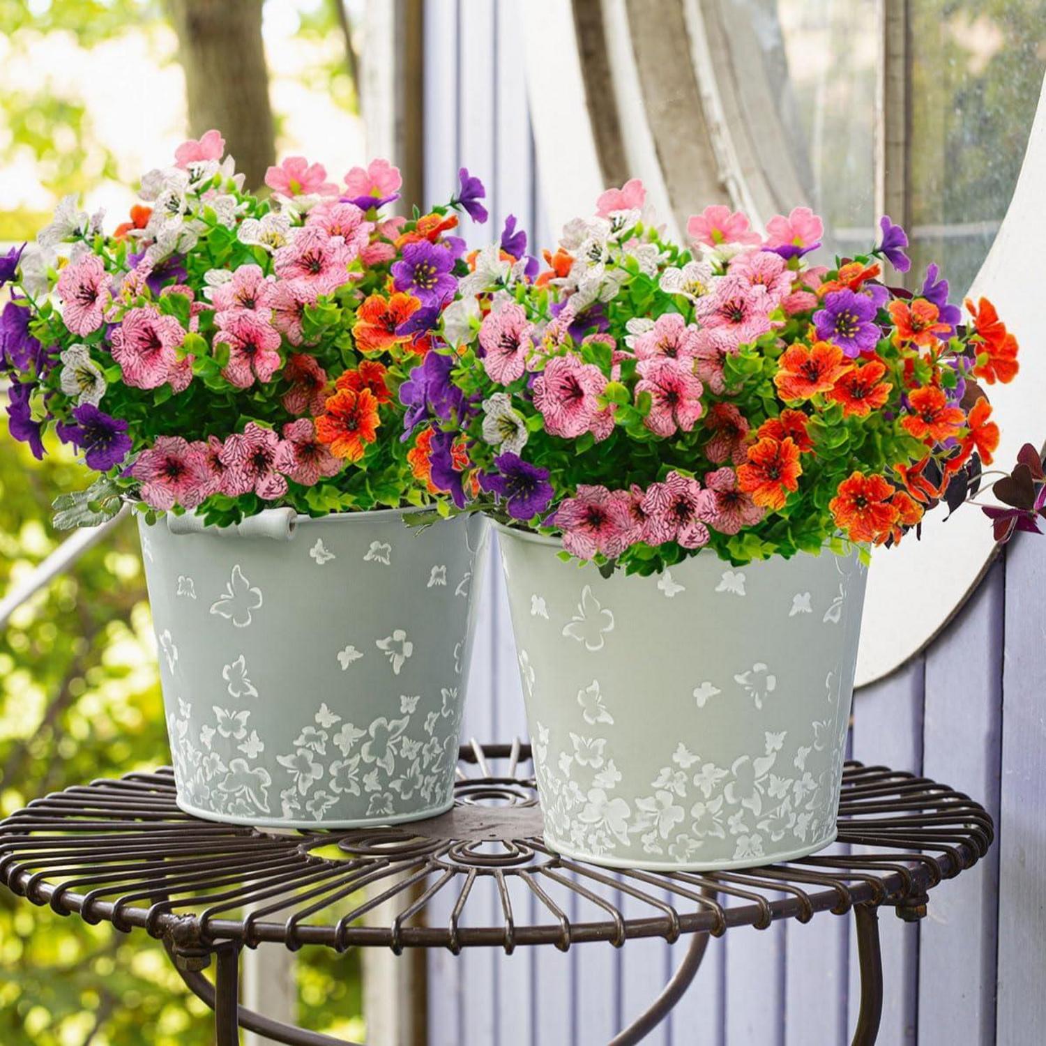 Wetterfeste Künstliche Blumen für Außen 8 Bündel Balkon Garten