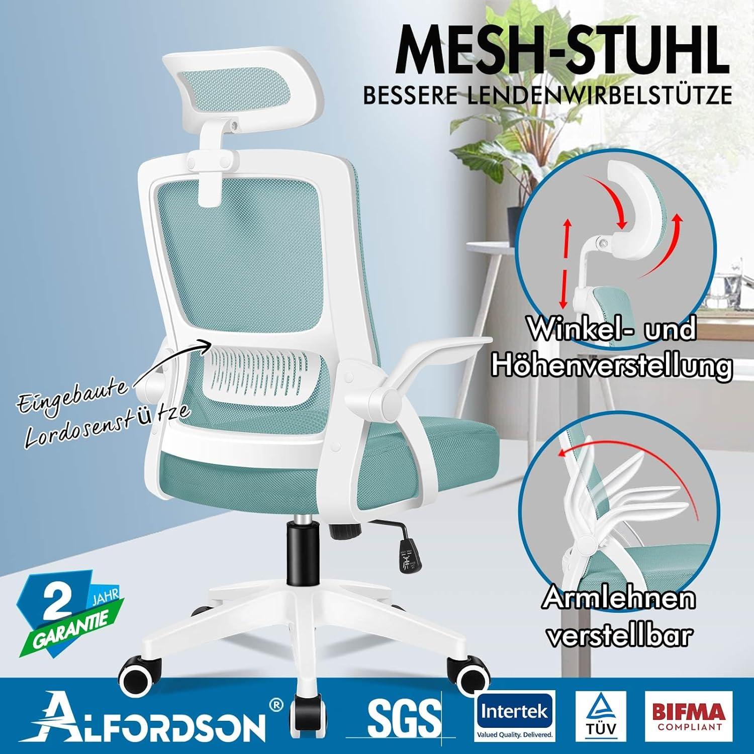 Ergonomischer Bürostuhl mit Lendenstütze und Kopfstütze
