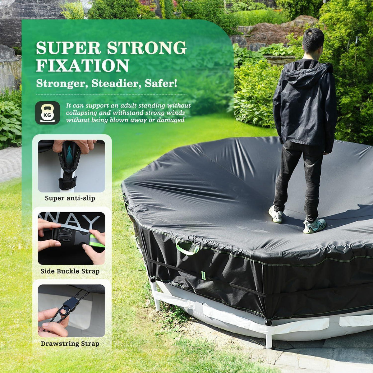 Runde Poolabdeckung 366cm – Robust, UV-Schutz & Windfest
