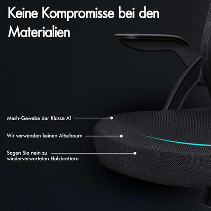 Ergonomischer Büro-Schreibtischstuhl mit verstellbarer Lordosenstütze - Schwarz