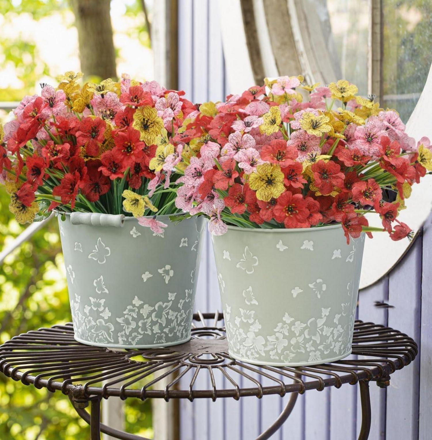 Wetterfeste Künstliche Blumen Balkon Deko-Set 12 Bündel