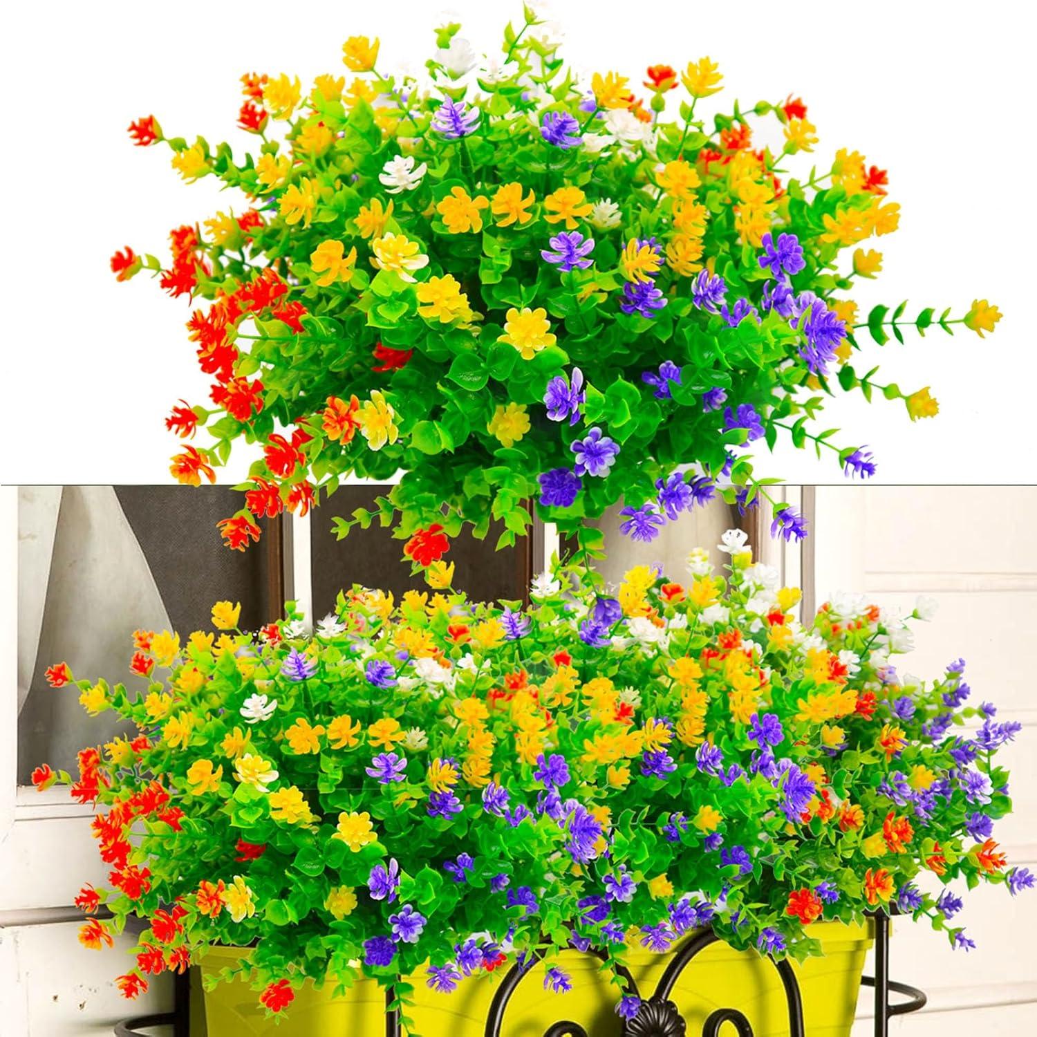 Künstliche Blumen Außen 12 Bündel Wetterfest Balkon Garten UV