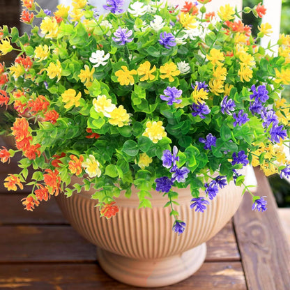 12 Bündel künstliche Blumen wetterfest für Balkon & Garten UV-beständig