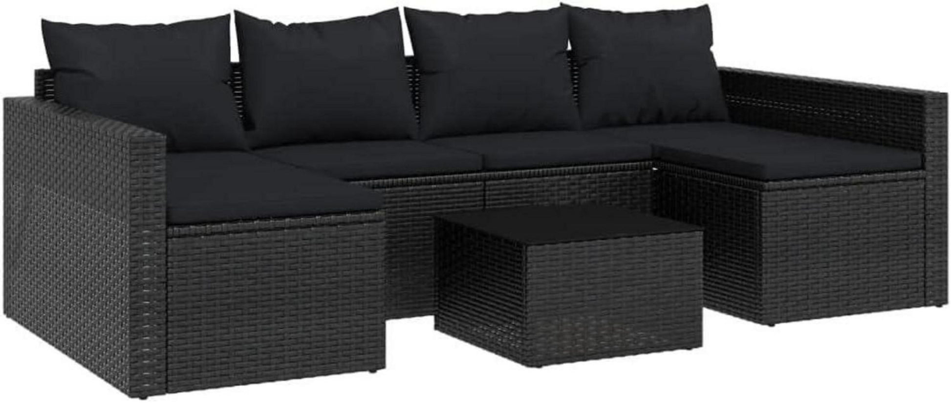 Gartenmöbel-Set Poly Rattan Lounge mit Kissen Schwarz