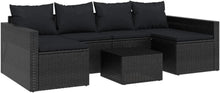 Gartenmöbel-Set Poly Rattan Lounge mit Kissen Schwarz