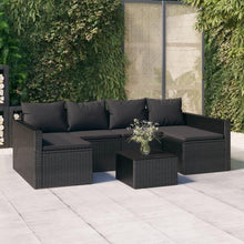 Garten-Lounge-Set Schwarz Poly Rattan mit Kissen - Robust