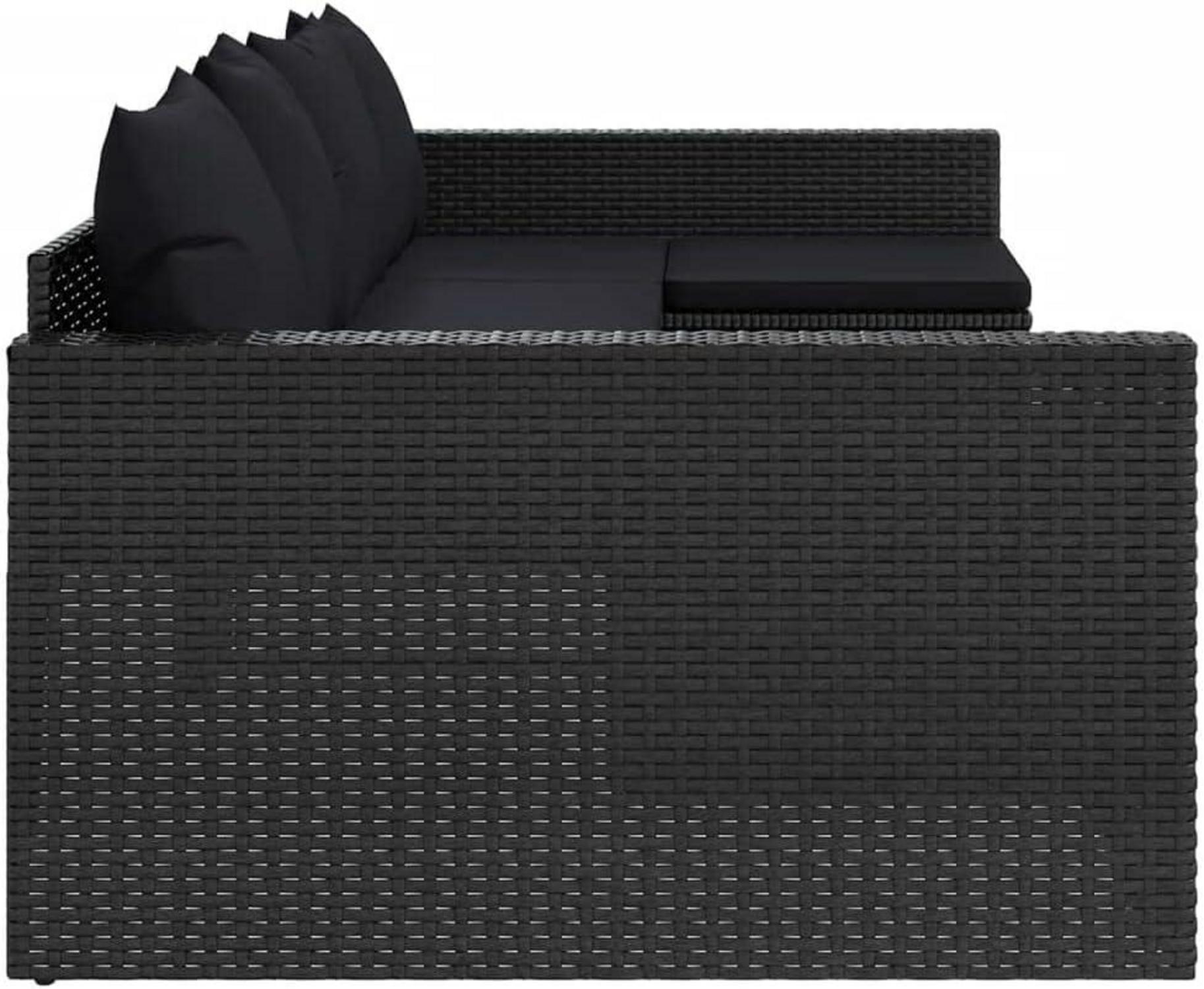 Gartenmöbel-Set Poly Rattan Lounge mit Kissen Schwarz