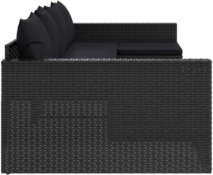 Gartenmöbel-Set Poly Rattan Lounge mit Kissen Schwarz