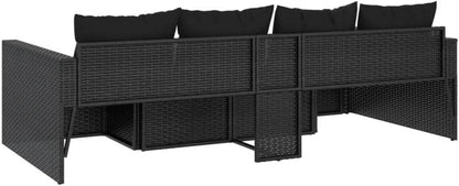 Willood Gartenmöbel Lounge-Set Schwarz Poly Rattan mit Kissen