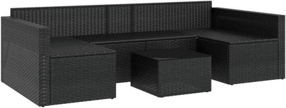 Gartenmöbel Poly Rattan Lounge-Set Schwarz mit Kissen