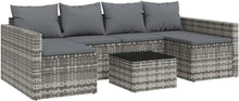 Gartenmöbel Set Poly Rattan Sitzgruppe Grau mit Kissen