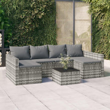 Garten-Lounge-Set 2-TLG. Grau Poly Rattan Sitzgruppe mit