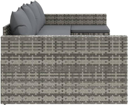 Gartenmöbel Set Poly Rattan Sitzgruppe Grau mit Kissen