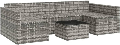 Grau Poly Rattan Gartenmöbel Set Terrasse Lounge-Set