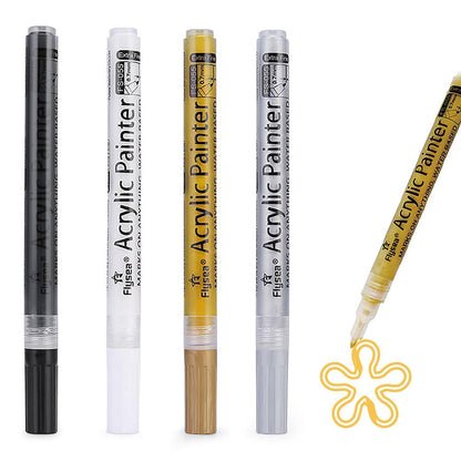 Acrylmarker Set 0,7mm – Schwarz, Weiß, Gold, Silber