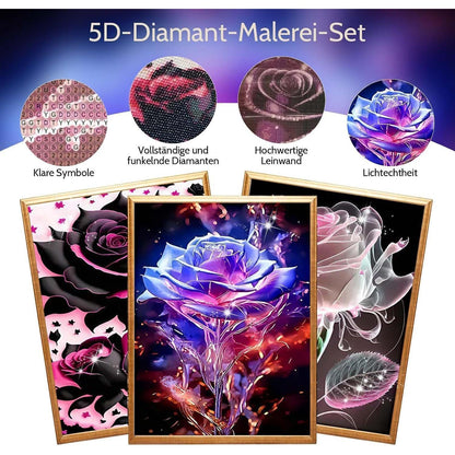 Diamond Painting Blumen 3er Set – Komplettes DIY Kit 30x40 cm