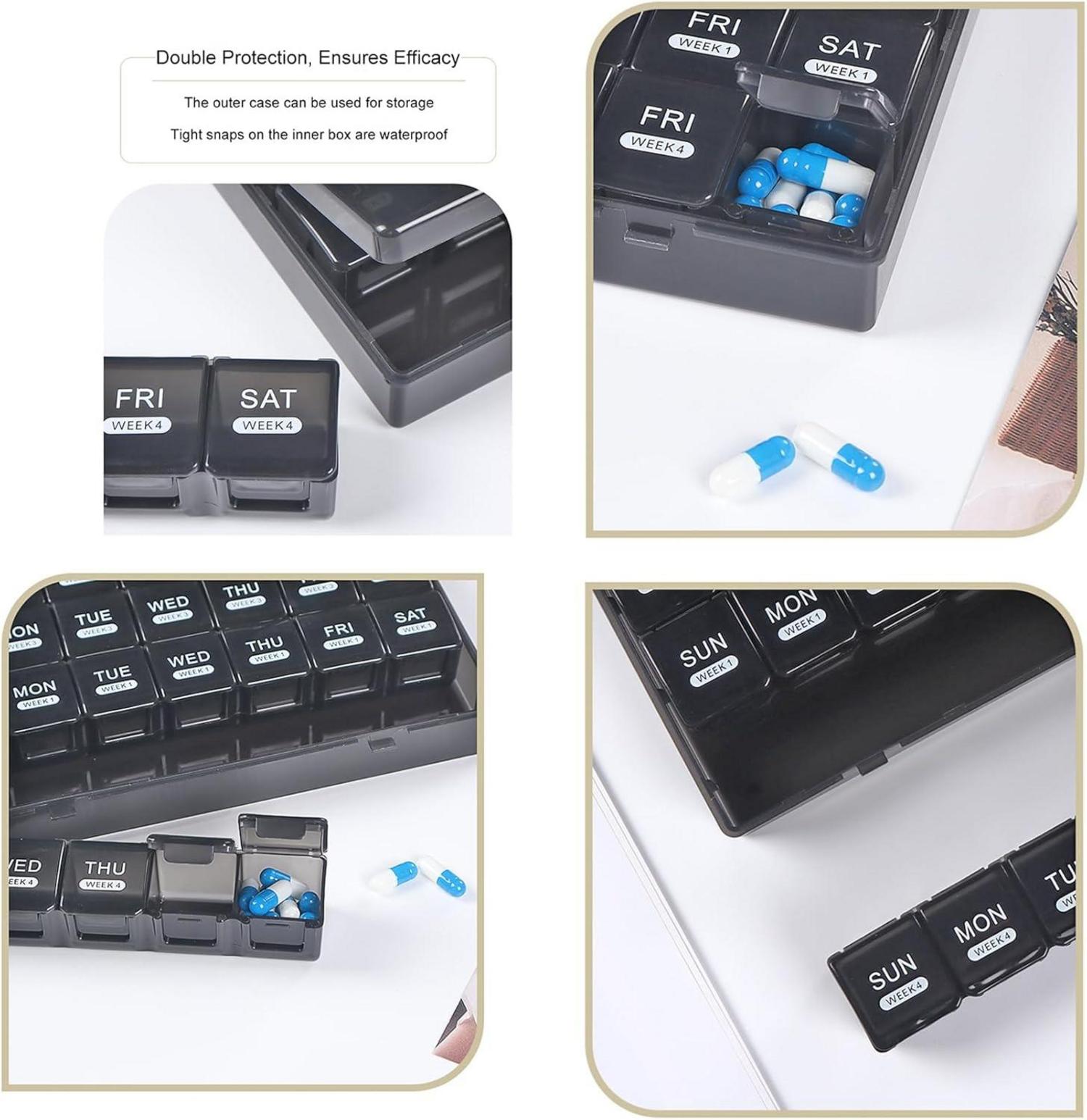 Großer Monatlicher Pillenbox Organisator XL für Medizin Vitamine Lebertran