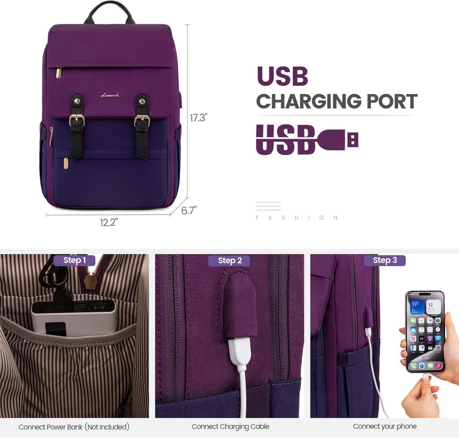 Kinder Rucksack Lila Blau Violett LOVEVOOK für Mädchen Jungen