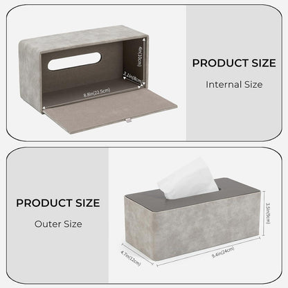 Moderne Taschentuchbox Grau & Holzoptik in Lederoptik