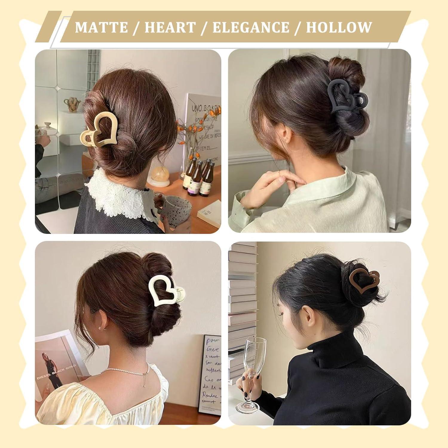 Haarklammern Set 4 Stück Herz Design Mittelgroß Haarclips für Dickes Haar