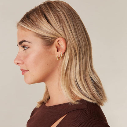 FUNEIA 3 Paar Creolen Silber 925 Gold Damen Ohrringe Set 14K Vergoldet Mini Creolen A-Gold